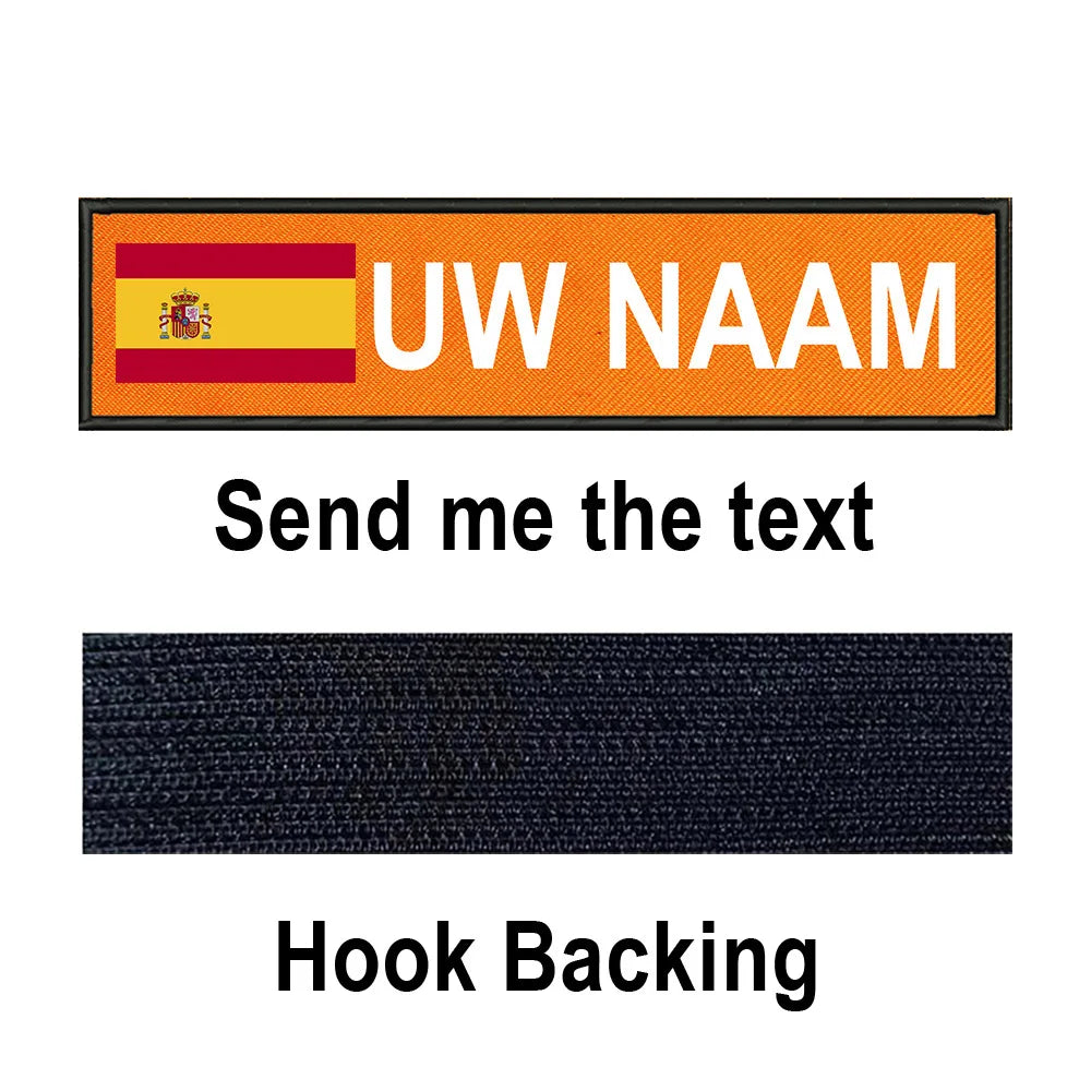 Custom Spain Flag Patch Tactical Patches Personalized Name Stripes Badge Tags Chevrons Armband Hook Loop For Military Backpack