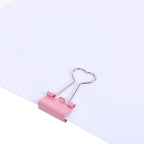 3Pcs Heart Pink Binder Clip Heart Shape Handle Metal Paper Clips  for Office School Home Supplies