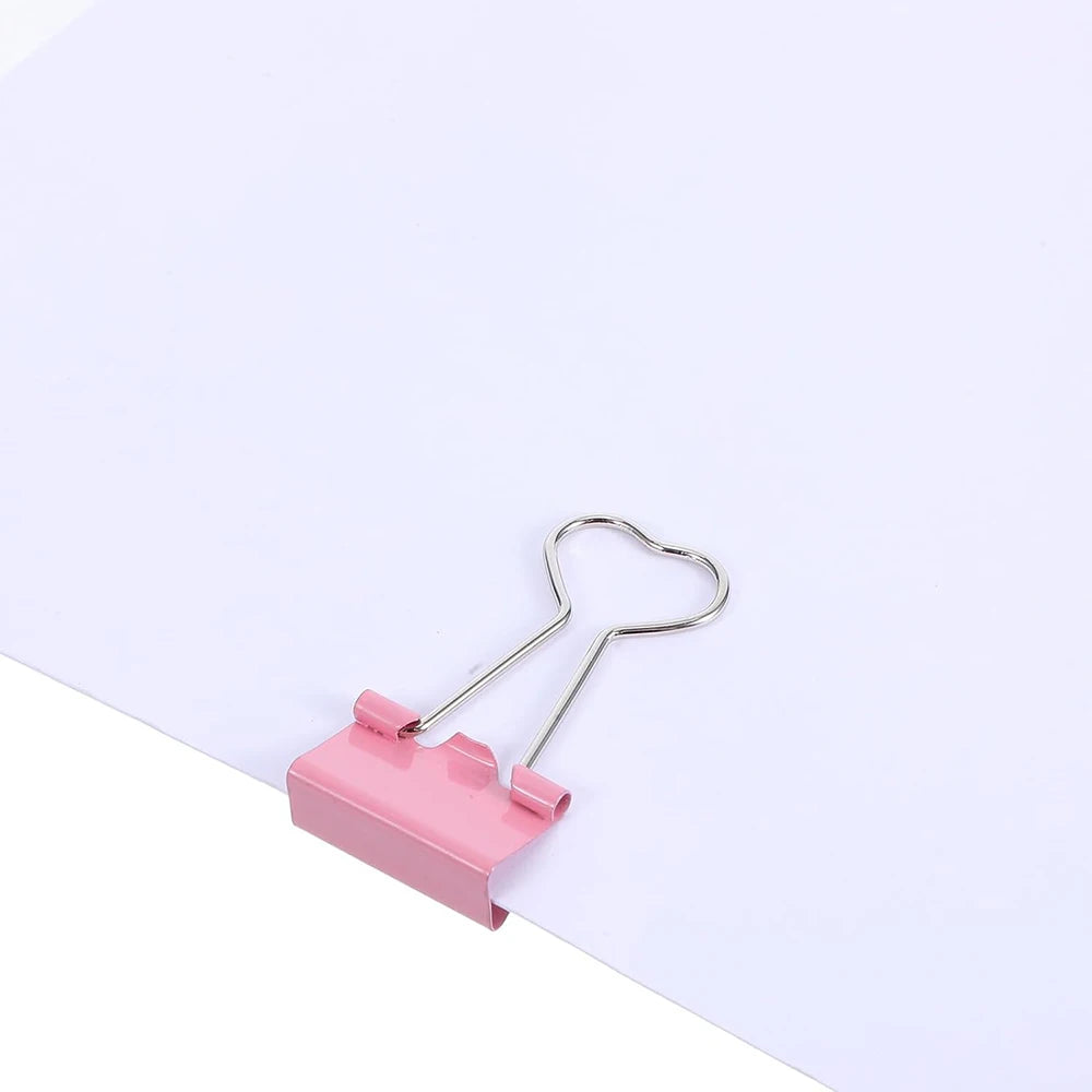 3Pcs Heart Pink Binder Clip Heart Shape Handle Metal Paper Clips  for Office School Home Supplies
