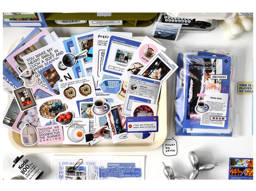200 pcs Korean Decoration Material Paper pack Collage Junk Journal Material DIY Scrapbook Diary Album Lable Stationery