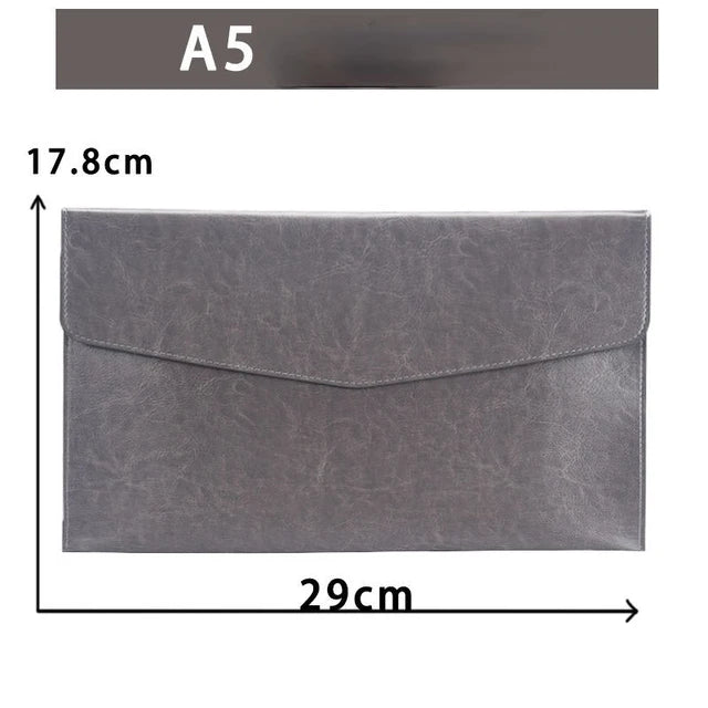 A6 A5 A4 Leather File Folder Data Package Document Bag Fashion Briefcase Data Contract Bill File Bag School Office Supplies