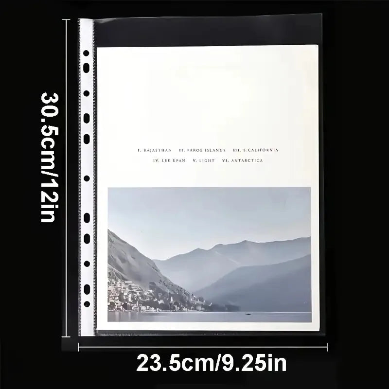 50 Heavy-Duty A4 Plastic File Folders with 11 Holes, Document Organizer, Compatible with 3-Ring Binders, Suitable for Office