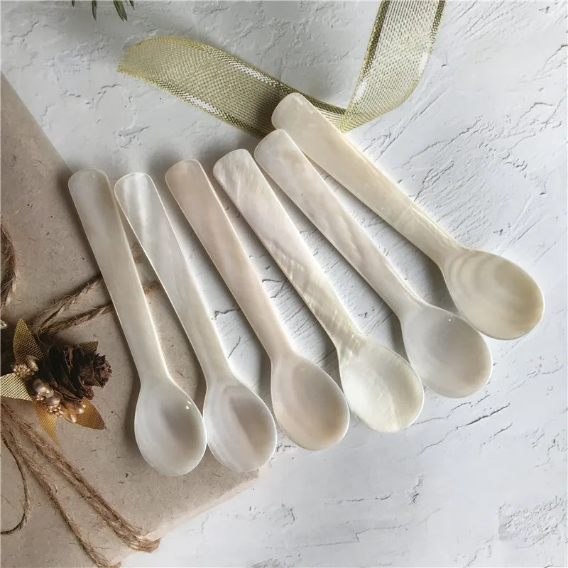Kitchen Tools 9-13CM Natural Shell Ice Spoon Cream Coffee Caviar Spoon Mother of Pearl Seashells Stirring Spoons Teaspoon Crafts