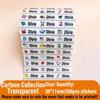200pcs Custom Transparent Astronaut Name Sticker Waterproof Labels Hebrew Personalized First Name Tag for Children Stationery
