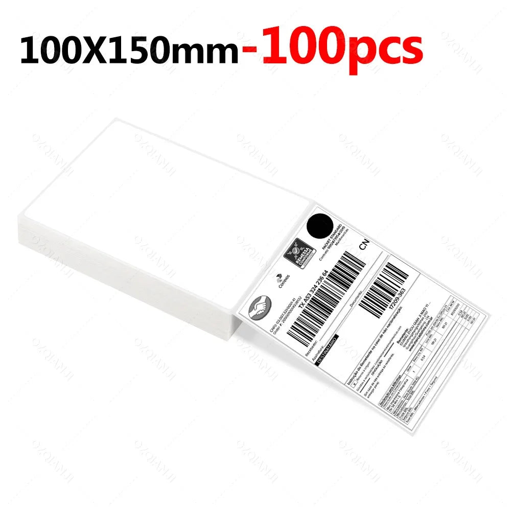 100mm Direct Thermal Labels 100/500 pcs Per Stacked Strong Adhesive Labels Resistant to Water Grease For shipping label 4inch