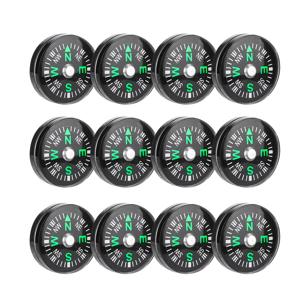 12pcs 20mm Mini Pocket Oil Filled Compass Survival Compasses For Hiking Camping Outdoor Activities Accessory
