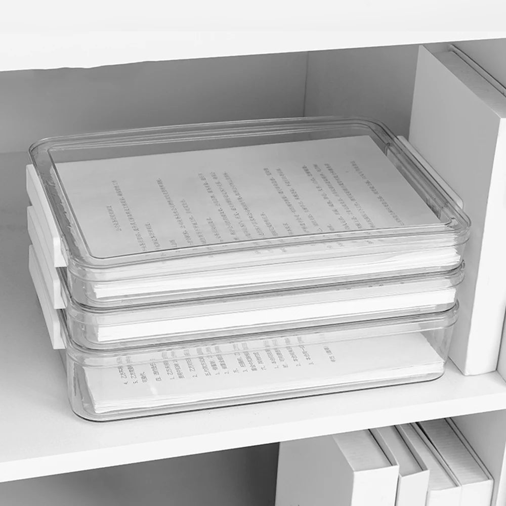 Document Storage Box,Desktop Documents, A4 Data Sorting Box, Household Registration Book, File Bag, Dustproof And Moisture-Proof