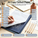 50pcs A4 Graphite Transfer Paper Tracing Painting Sheets Copy Graphite Paper for Drawing Patterns Sketch Canvas Fabric