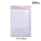 50Pcs Bubble Envelopes White Foam Shipping Bags Poly Bubble Mailers Pad Self Seal Packing Bags for Magazine 15cm 18cm 23cm 25cm