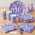 Cosmic Chic Pink Purple Party Tableware Set Y2K Lightning Paper Plates Cups Napkins For Girls Kpop Theme Birthday Decor