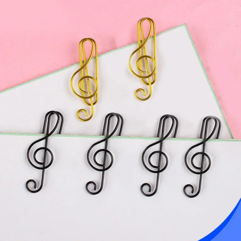 Metal Creative Music Note Shaped Creative File Clamp Paper Clips Bookmark Holder Paper Decorative Clip for Office School Home
