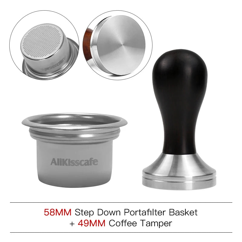 AliKisscafe 58mm to 49mm Step Down Filter Basket Kit Screen Tamper For Bottomless Portafilter Espresso Accessories Barista Tools