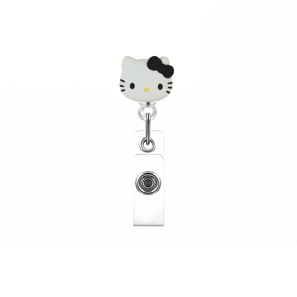 Kawaii Gift Kitty Cat Retractable Badge Reel Sparkling card holder accessories With Keychain For Women Student office supplies