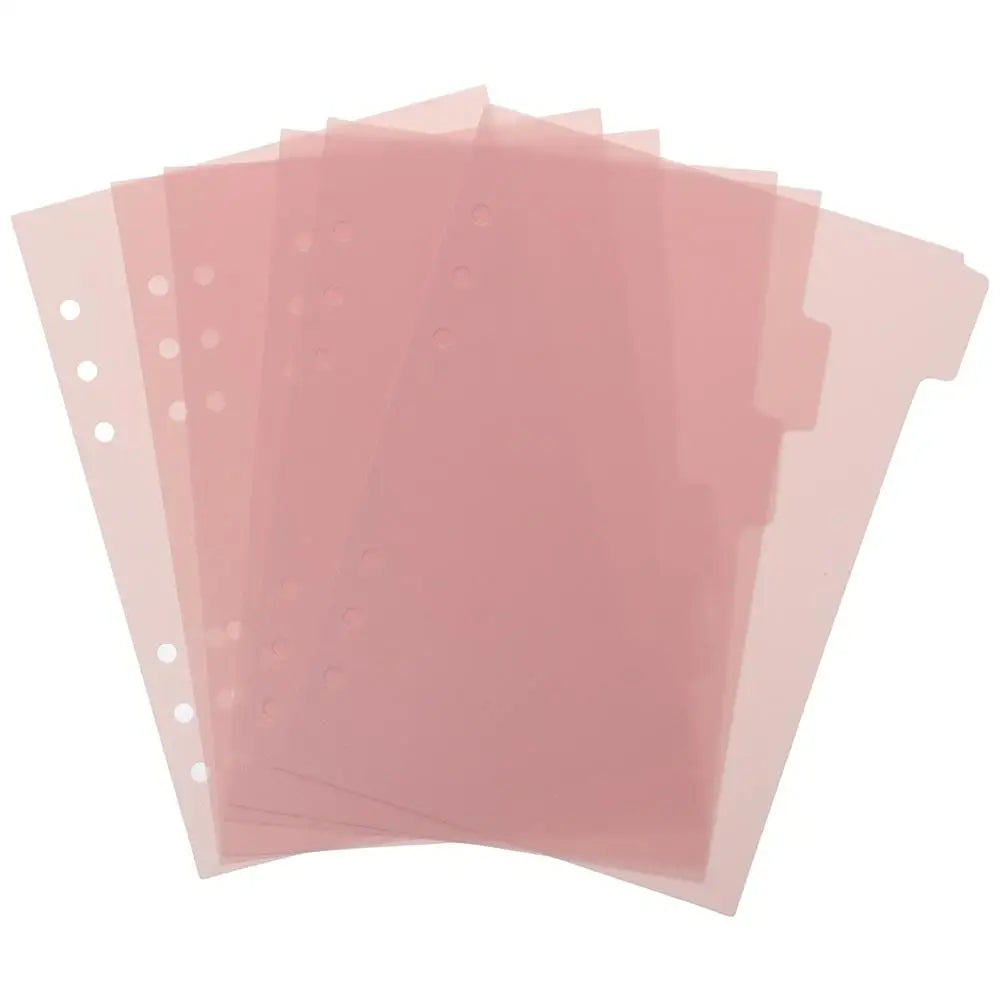 6 PCS Planner 6 PCS Binder Divider A5 Plastic Index Page Tabs Pink 6 Ring Binder Index Dividers Home