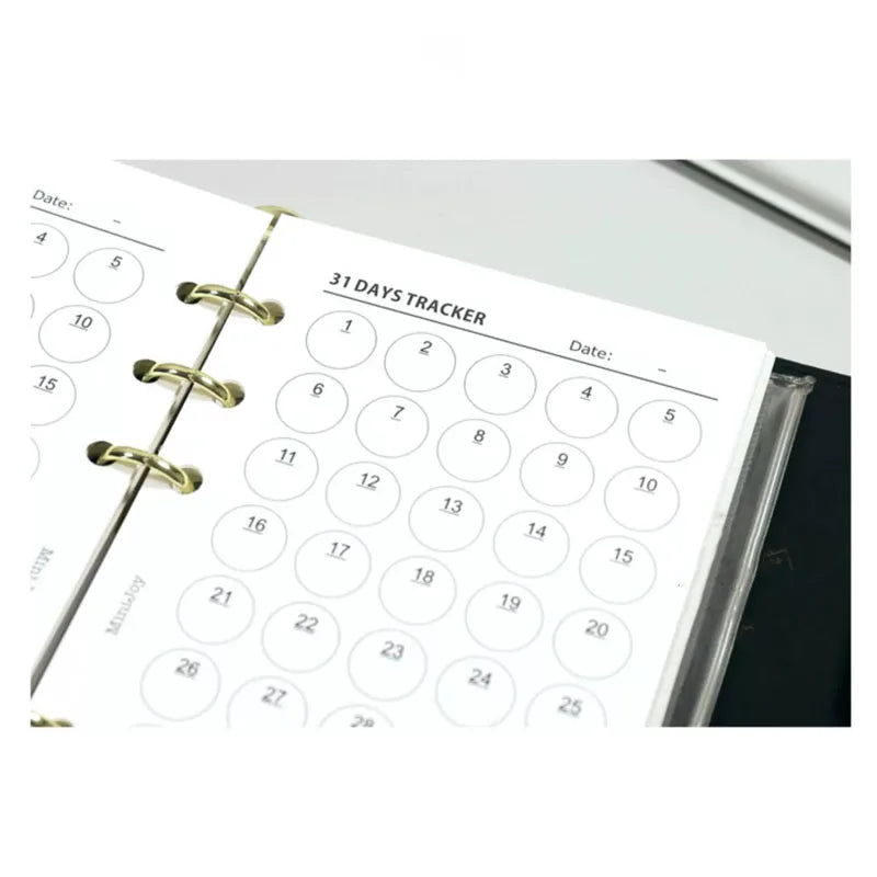 Fromthenon Minimalist Ledger Loose Leaf Paper A6A7 40 Sheets Target Tracking Clock in Replace Core Inner Pages