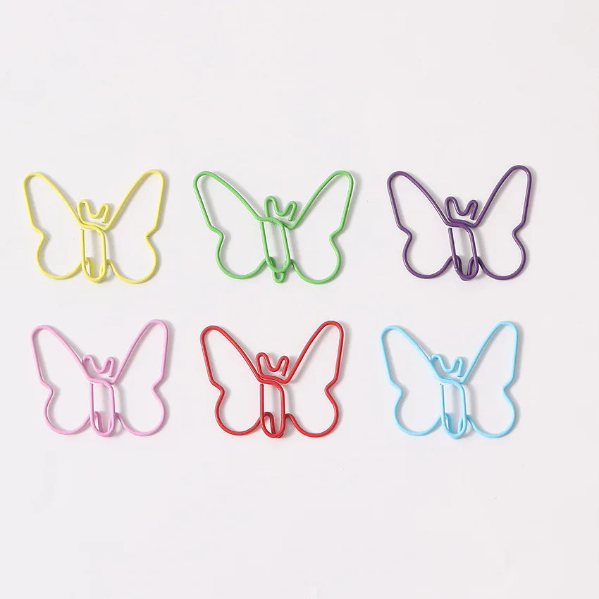 30/50pcs Metal Material Butterfly Shape Paper Clips Macaron Colors Kawaii Cute Bookmark Clip Stationery Office School Supplies