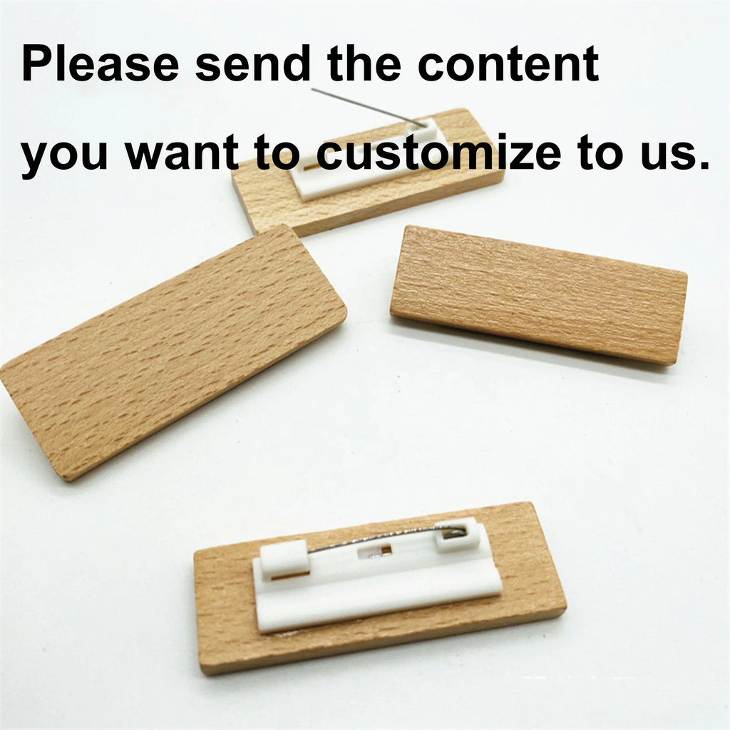 6*2/6.5*2.5 Custom Wooden Name Tag Badges  Personalized Engraved Identification with Pin or Magnetic Backing Plates for Business