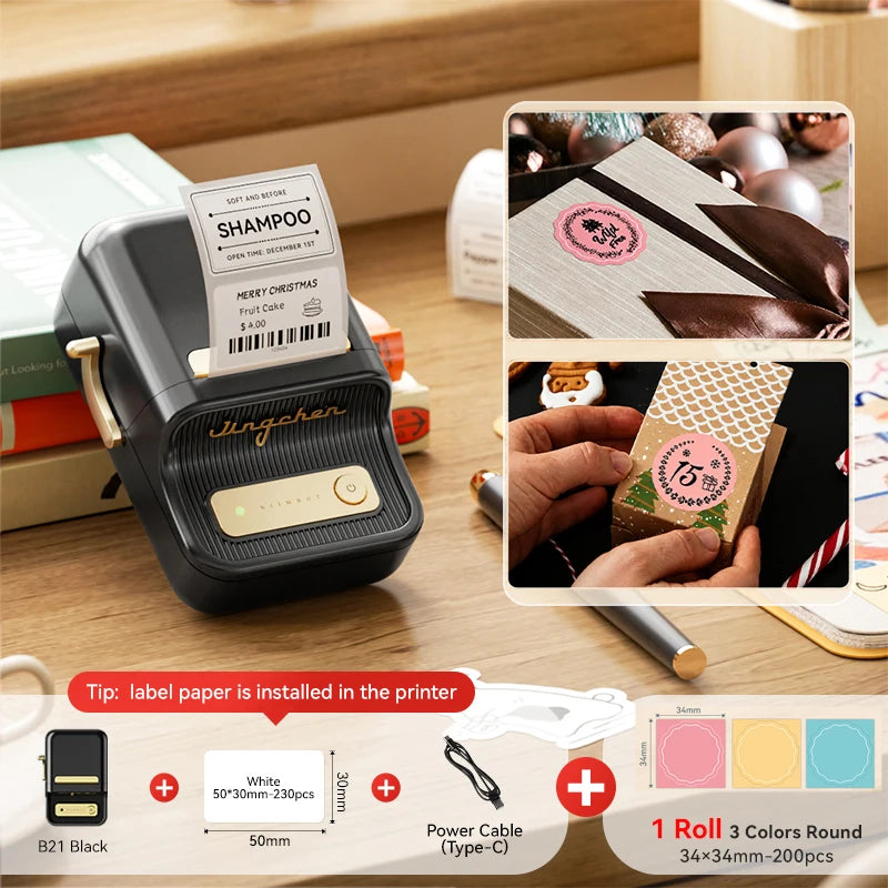 NiiMbot B21 Mini Thermal Printer Wireless Barcode Label Maker Bluetooth Portable Adhesive Label Printers for Office Commercial