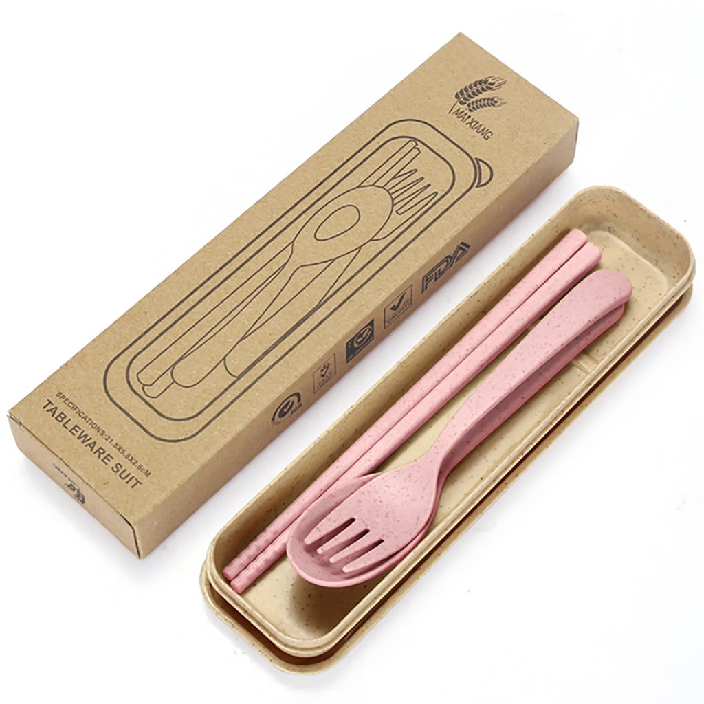 Fork Spoon Chopsticks Bowls Cup Dish Dinnerware Set High Grade Wheat Straw Tableware Children's Unbreakable Dishes Camping Set