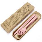 Fork Spoon Chopsticks Bowls Cup Dish Dinnerware Set High Grade Wheat Straw Tableware Children's Unbreakable Dishes Camping Set