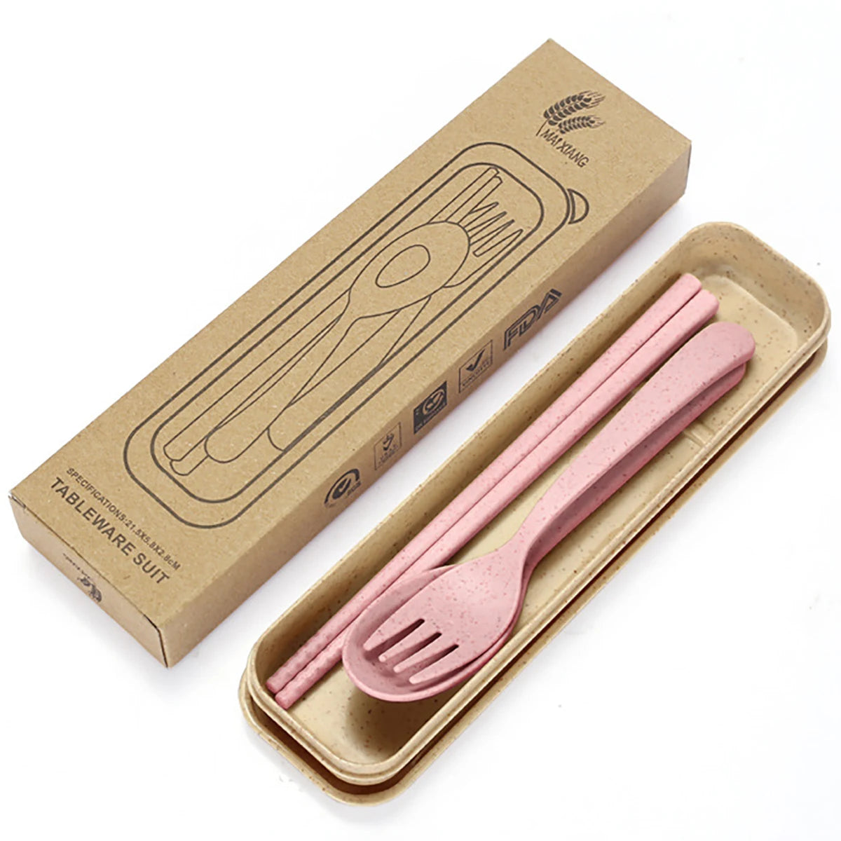 Fork Spoon Chopsticks Bowls Cup Dish Dinnerware Set High Grade Wheat Straw Tableware Children's Unbreakable Dishes Camping Set