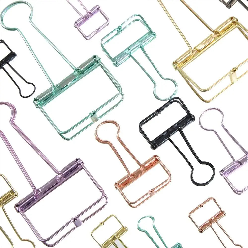 2-10 Pcs Paper Clip Sliver Rose Gold Binder Clips Page Holder Office Study Binder Clips Photo Clamp Office School Desk Organizer