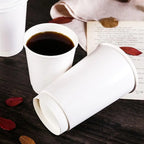 50pcs Disposable Coffee Cups Insulation Takeaway Double-Layer European Style Simplicity Paper Cup With Lid (8/12oz, 280/350ml)