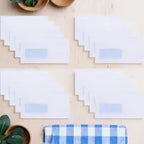 50Pcs White Self-Adhesive Security Envelopes Left Windowed for Letters Receipts Cash Documents Storage Mailing Stationery