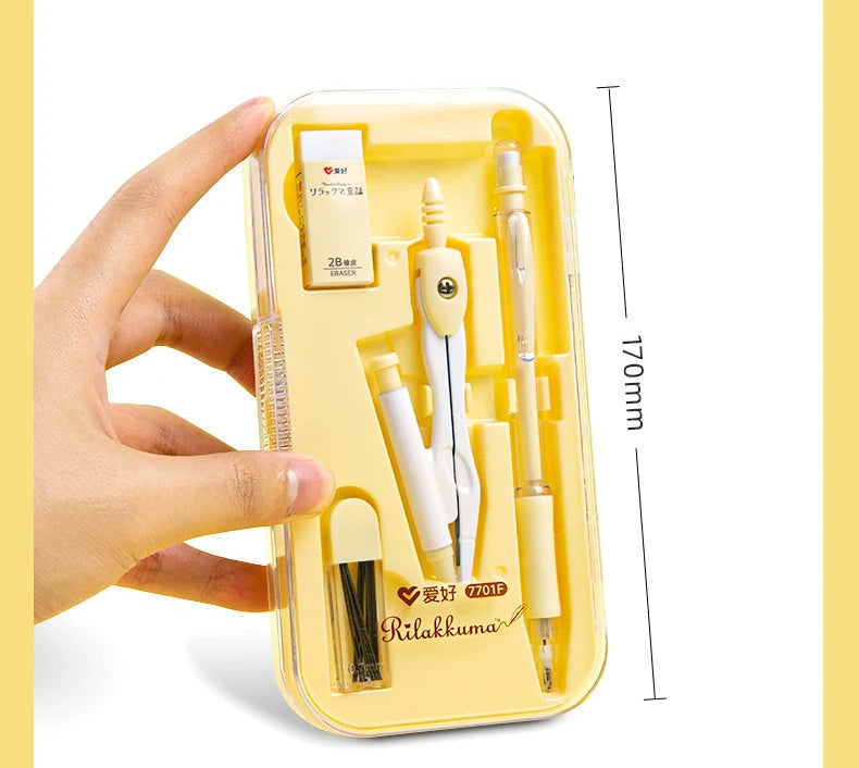 8-Piece Math Drawing Set,Drawing Tools,Including Compass,Ruler,Set Square,Protractor, Eraser,And Mechanical Pencil,Compass Set