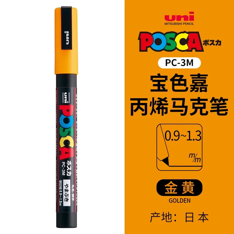 uni POSCA POP Water-Based Marker,Assorted Colors PC-1M/3M/5M 0.7~2.5mm Tips Professional Acrylic Paint Pen for Artists&Designers