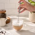 Handheld Milk Frother Stainless Steel Mini Whisk Semi-Automatic Coffee Frother for Cappuccino Latte Hot Chocolate Egg Beater Kitchen Tool