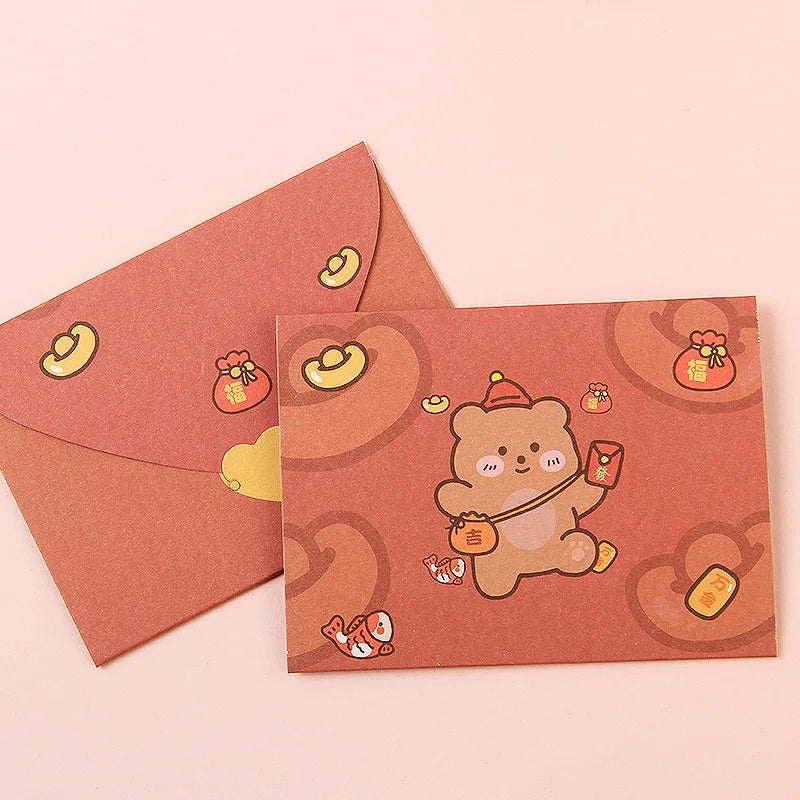 Bear Rabbit Blessing Thank Envelope Ins Cartoon Decoration Letter Paper 9 Styles Beautiful Cartoon Greeting Card New Year Gift