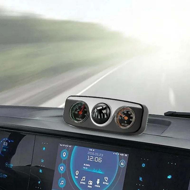 3-in-1 Multifunctional Vehicle Compass, High Precision, with Thermometer ABS Adhesive Navigation Ball for Ships, Vehicle Tools