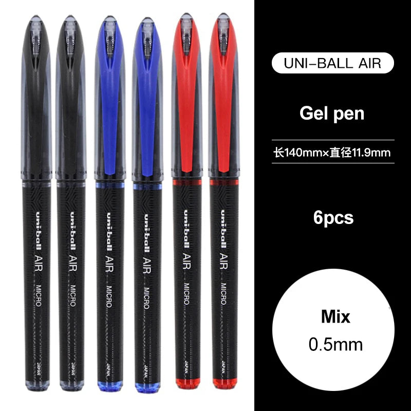 3/6pcs Japan Uniball Gel Pen AIR Straight Liquid Signature Pen UBA-188 Black Technology 0.5/0.7mm Free Writing School Supplies