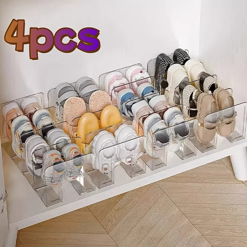 2/4 Pack Space-Saving Vertical Shoe Rack Organizer - Multi-Layer, Easy-to-Assemble, Compact Storage for Home Entryway Cabinet
