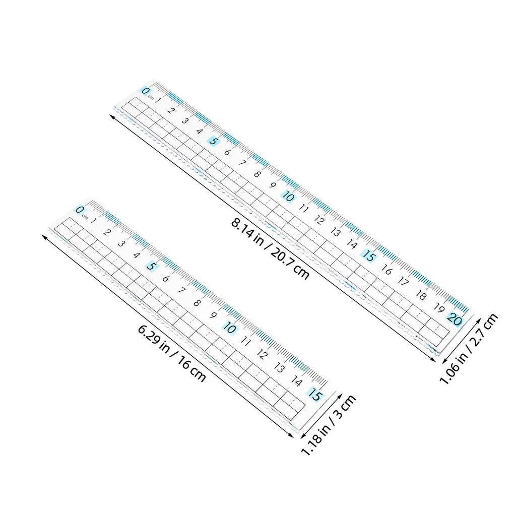 10Pcs Flexible Plastic Rulers 15Cm 20Cm Clear Transparent Metric Rulers Vision Protection School Office Drawing