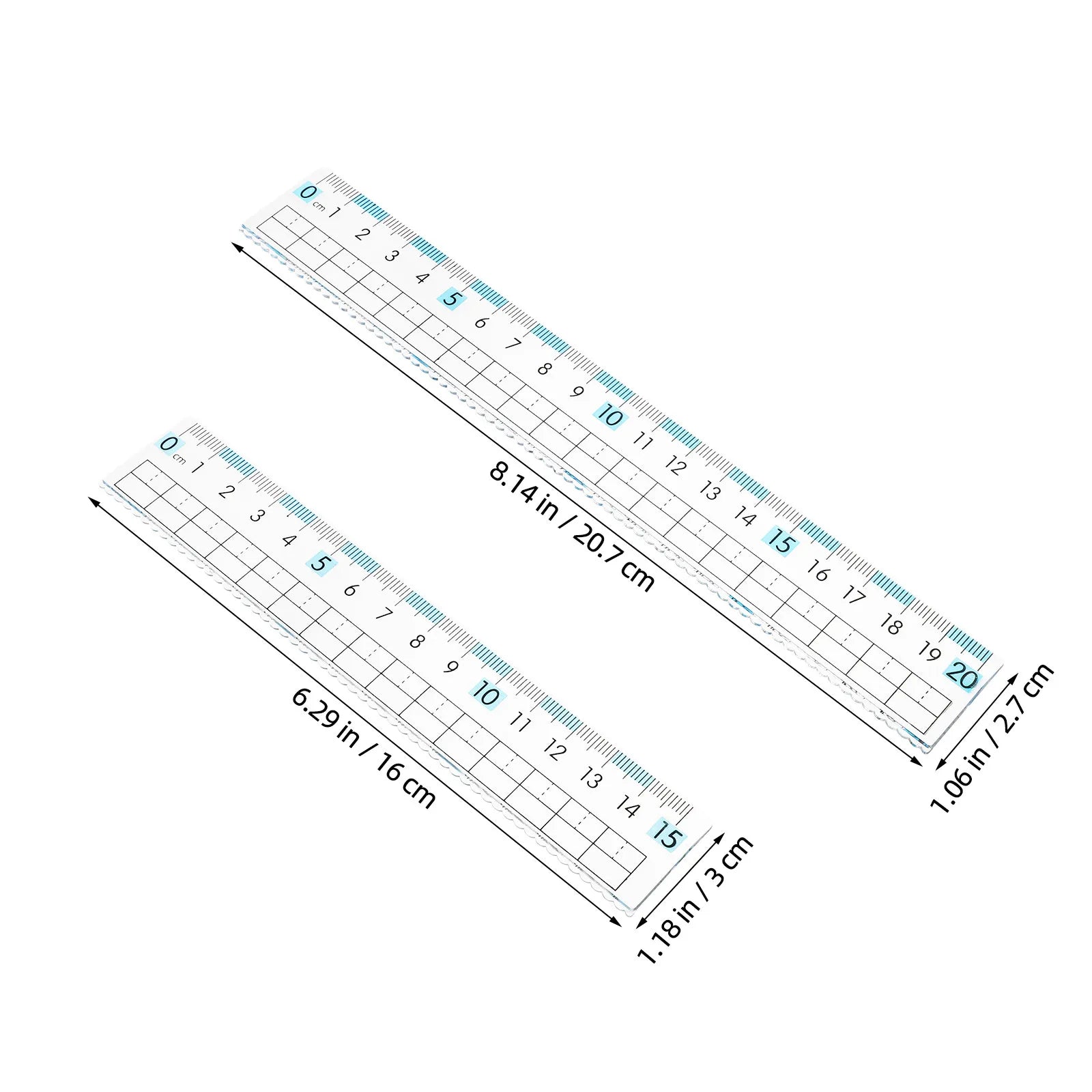 10Pcs Flexible Plastic Rulers 15Cm 20Cm Clear Transparent Metric Rulers Vision Protection School Office Drawing