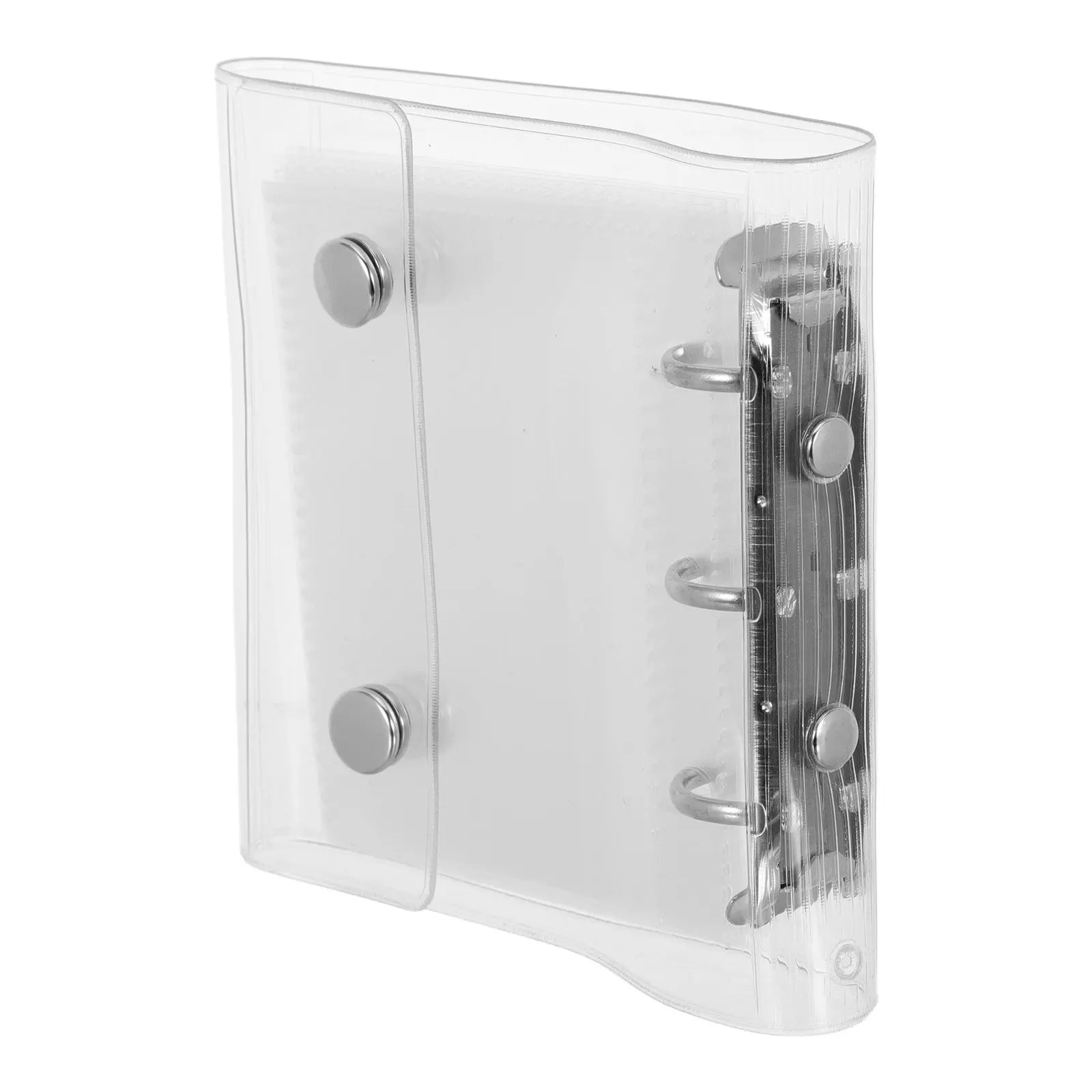 1Set Mini 3 Ring Binder Transparent Soft PVC Cover Snap Button Closure Travel Budget Organizer A8 Clear Loose Leaf Folder