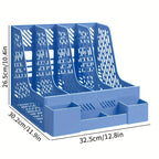 1pc Desktop File Organizer with 4 Compartments PP Material Detachable Space-Saving Office Supplies Document Sorting Storage Box