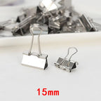 10PCS/Set Metal Paper Clip 15 19 25 32mm Foldback Metal Binder Clips Silver Grip Clamps Paper Document Office School Stationery