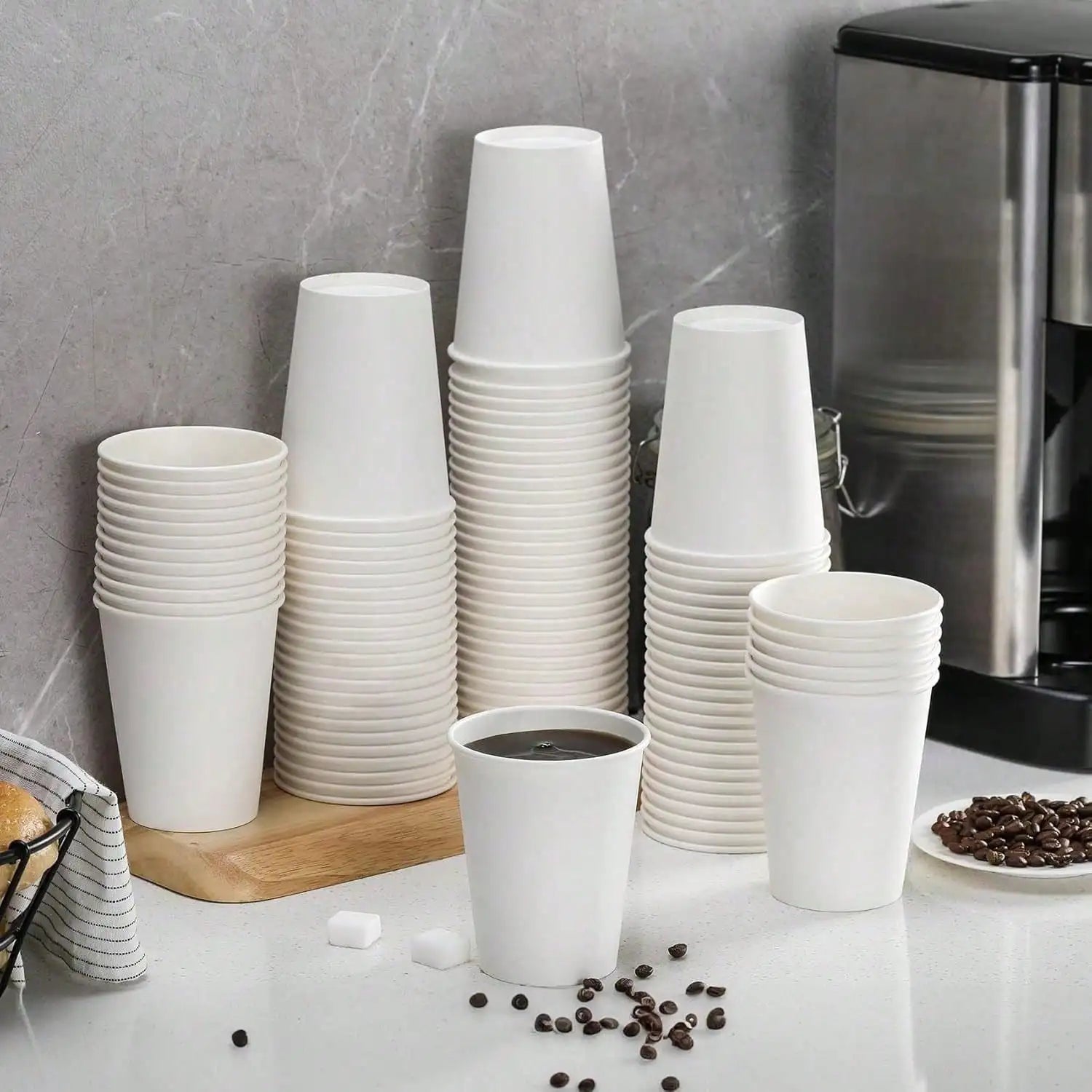 8oz Disposable Paper Cups 120 Pack Eco Friendly Hot Cold Drink Cup for Coffee Tea Water