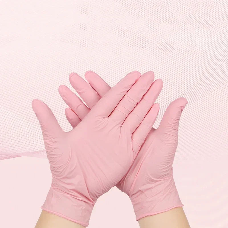 20/50/100PCS Pink Nitrile Gloves Disposable Latex Gloves Powder Free for Household Cleaning Beauty Salon Working Kitchen Glove