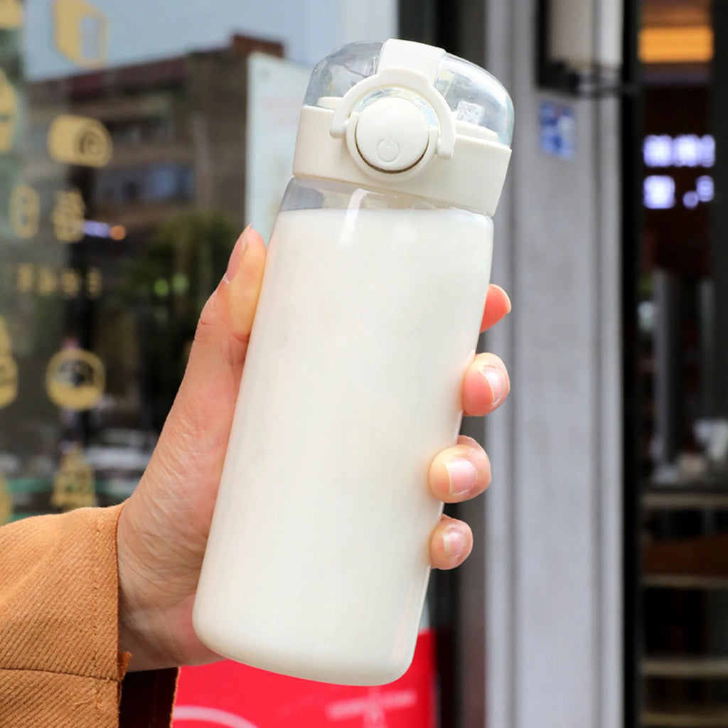DIY 400MLSchool Bottle Plastic Customize Print Name Kid's Children Cup Straw Tube Ring Handle Easy Take Food Safety Material