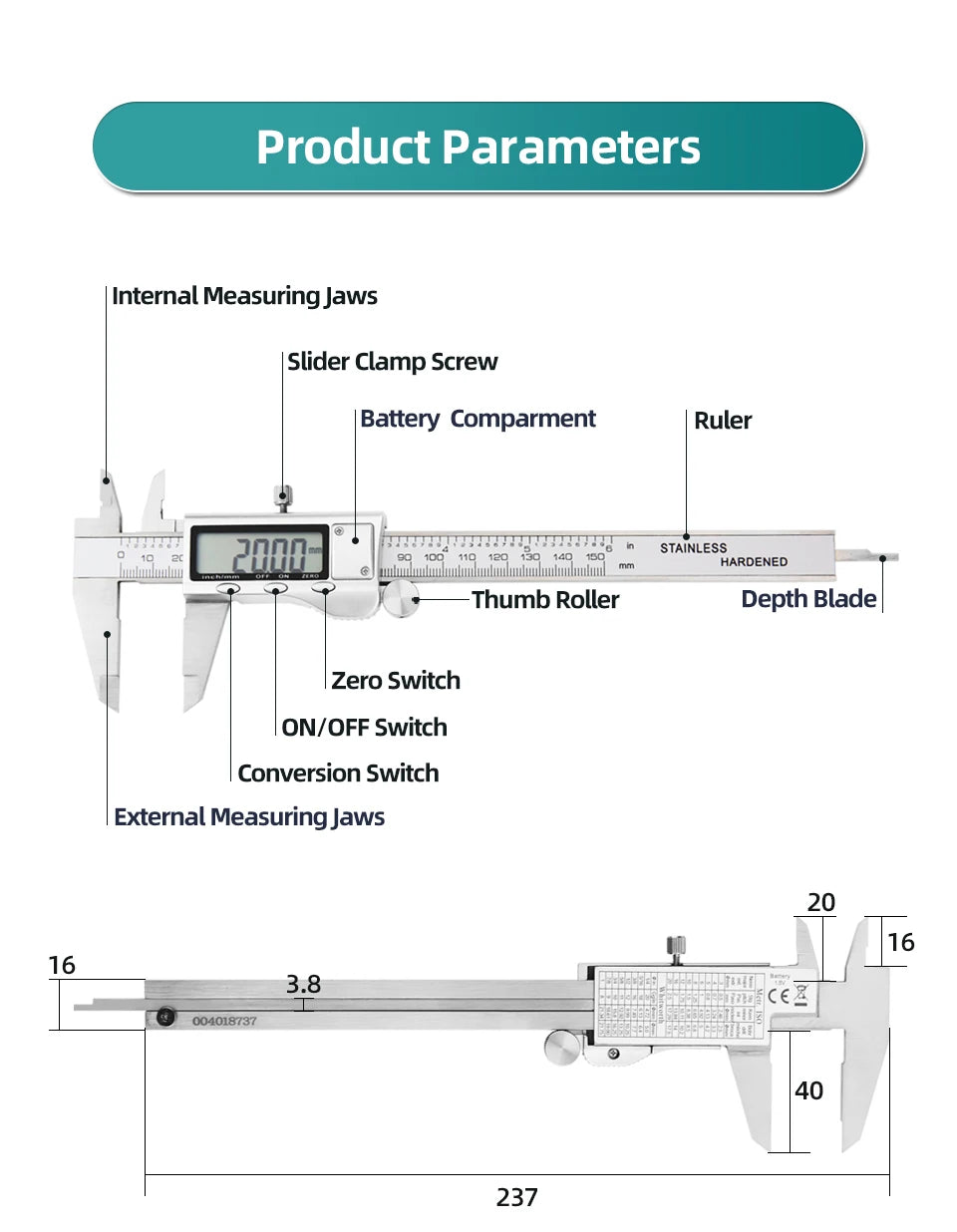 Metal Digital Display Calipers Verniers Calipers Quality Caliper Woodworking Measuring Instruments Tools Depth Calipers