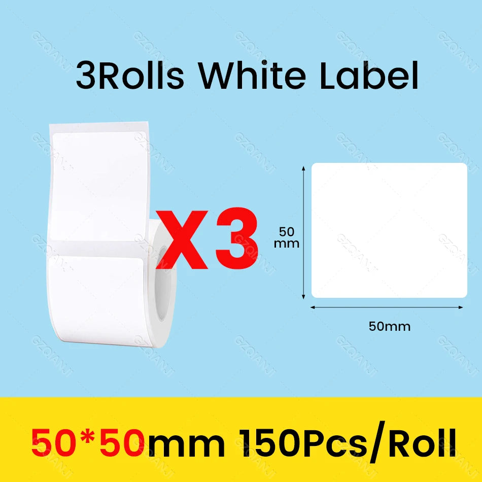 3/5/10 Rolls NiiMbot B21 B1 Label Printer Paper Roll Waterproof Anti-Oil Tear-Resistant Price Tag Pure White Sticker Papers