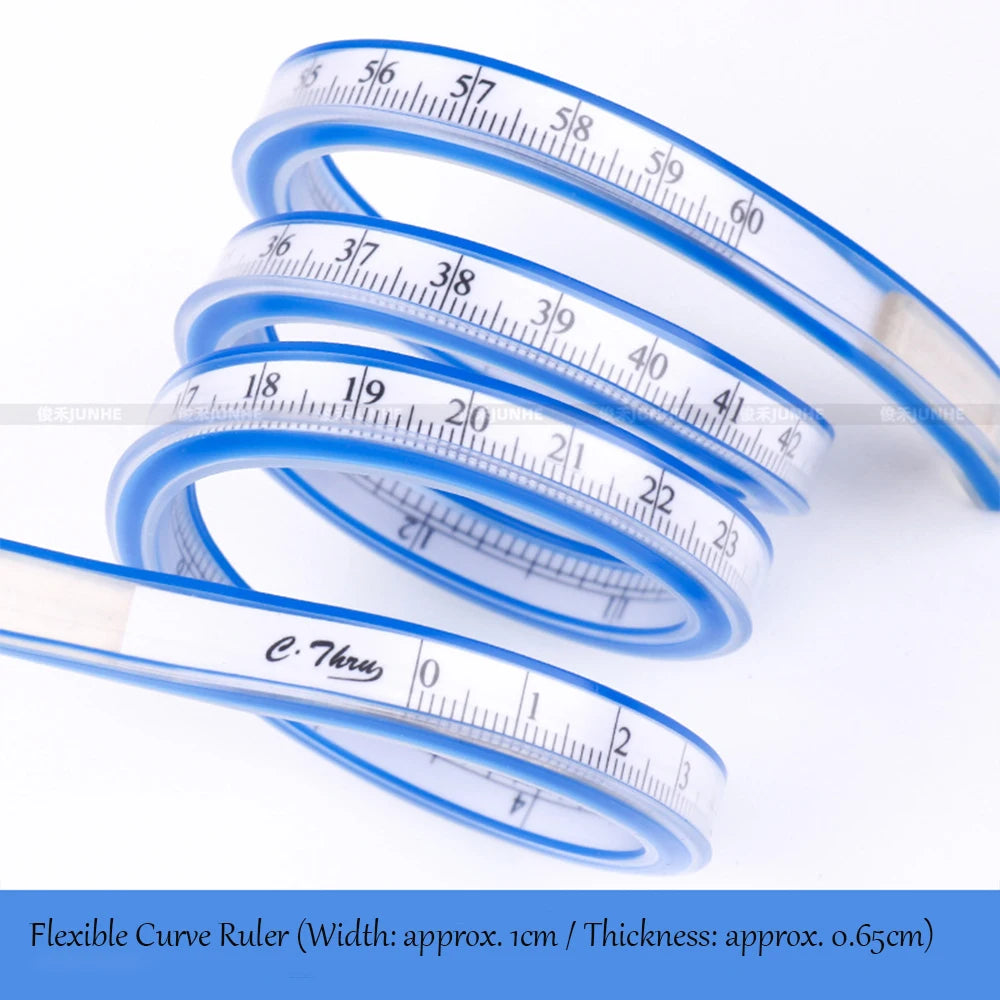 Flexible Curve Ruler 50cm Double-Sided Scale Multi-Functional Soft Ruler for Garment Pattern Making Bendable Arc Ruler, Essentia