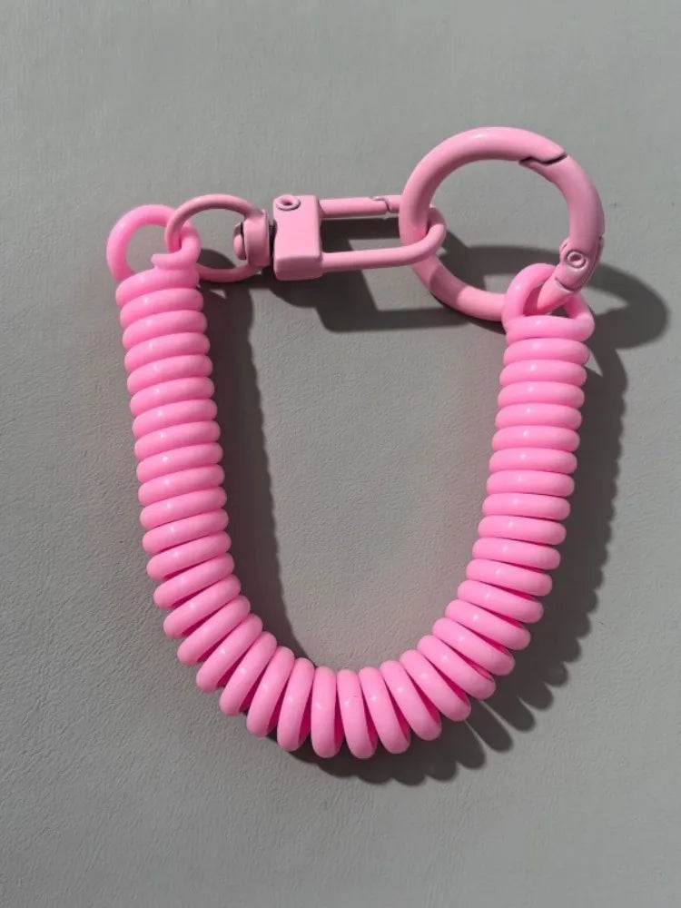 Colorful Spring Coil Lanyard DIY Phone Tether Keychain Pendant Earphone Holder for Mobile Case Accessory