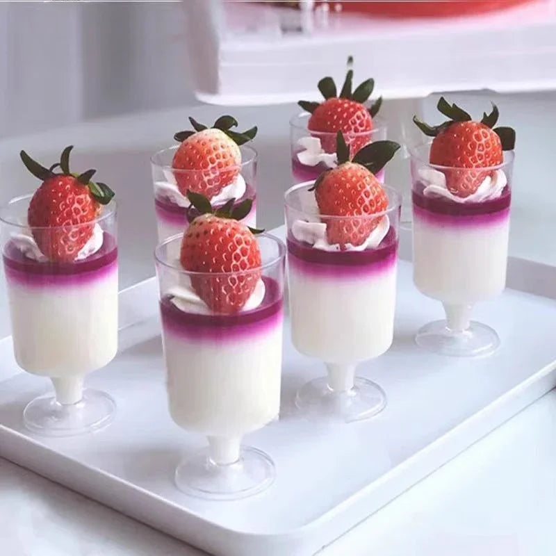 10/20/30pcs Disposable Dessert Cups Round Mouth Plastic Yogurt Mousse Cake For Birthday Party Appetizer Wedding Chocolate Cup