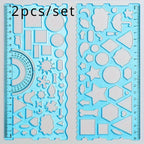 2pcs/set Multifunctional Geometric Ruler for Drawing and Crafting - Flower, Semicircle, and Geometric Patterns - Fun