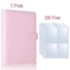 A5 Notebook Photocard Binder 25pcs Page(4 Grids)  PU Leather Loose Leaf Organizer Photo Binder Book Kpop Photo Albums Idol Cards